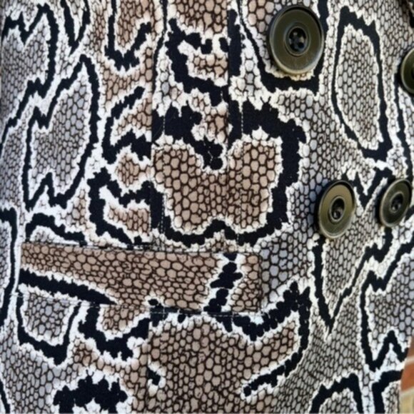 🐍 CAbi Python Snake Print Double Breasted Black Brown Long Sleeve Blazer Jacket - Picture 10 of 16